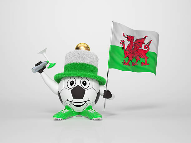 Soccer character fan supporting Wales stock photo