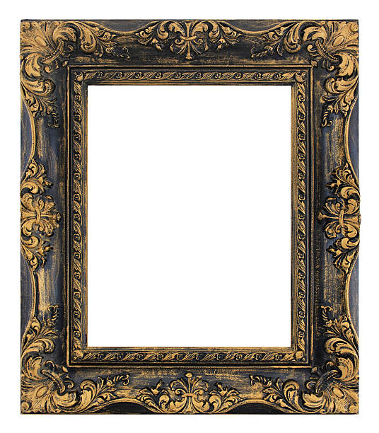 Antique Picture Frame - Rustic Fleur de Lis Style Photo of an antique weathered wooden picture frame with sculptural fleur-de-lis elements. This particular frame was modified and refinished from the original so it is more unique. Part of our large picture frames collection. renaissance stock pictures, royalty-free photos & images