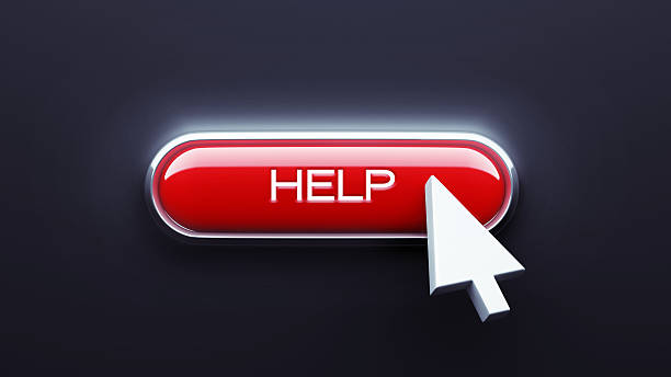 Help Button Help Button isolated on dark background call button stock pictures, royalty-free photos & images