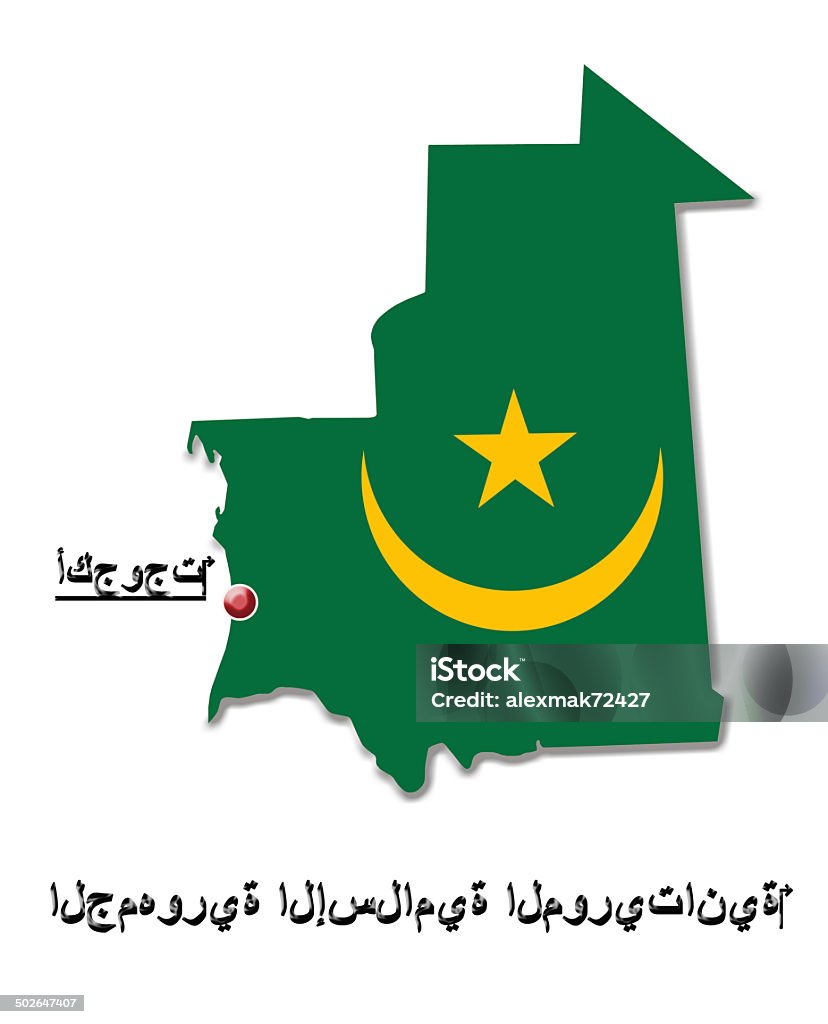 Map of Mauritania in its colors map of Islamic Republic of Mauritania in colors of its flag and designation of capital Africa Stock Photo