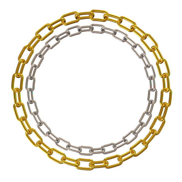 Golden and Silver Chains isolated on white background