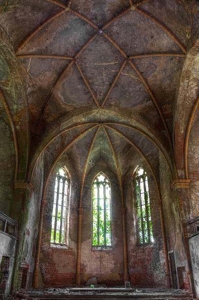 istock Old abandoned church and dilapidated ceiling 502660843