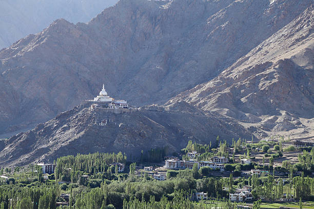 istock Shanti stupa with a  beautiful surrounding landscape 502661115