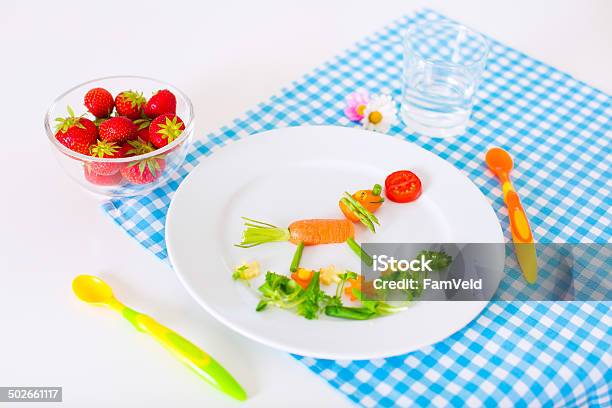 Healthy Vegetarian Lunch For Little Kids Vegetables And Fruits Stock Photo - Download Image Now