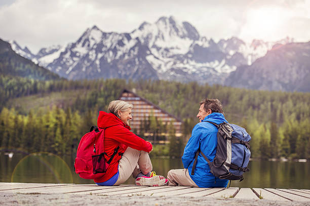 Senior couple hiking