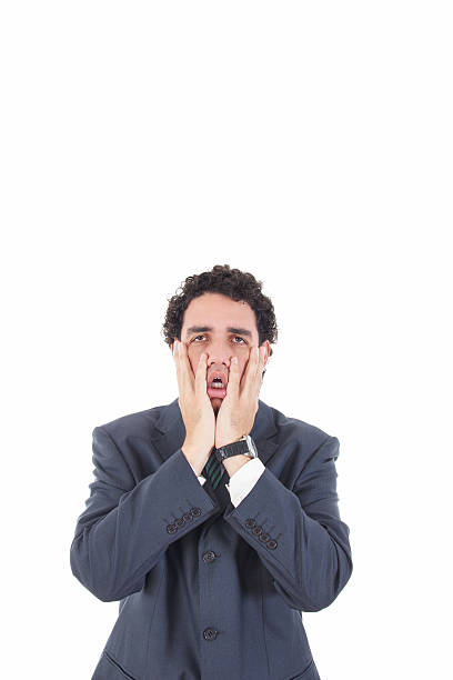 istock Depressed sad tired business man with desperate expression 502662545