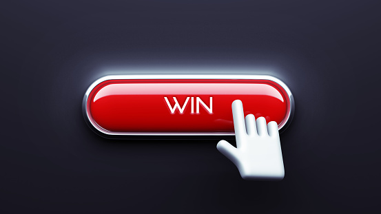 Win Button isolated on dark background
