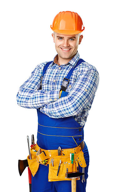 Portrait of happy young construction worker