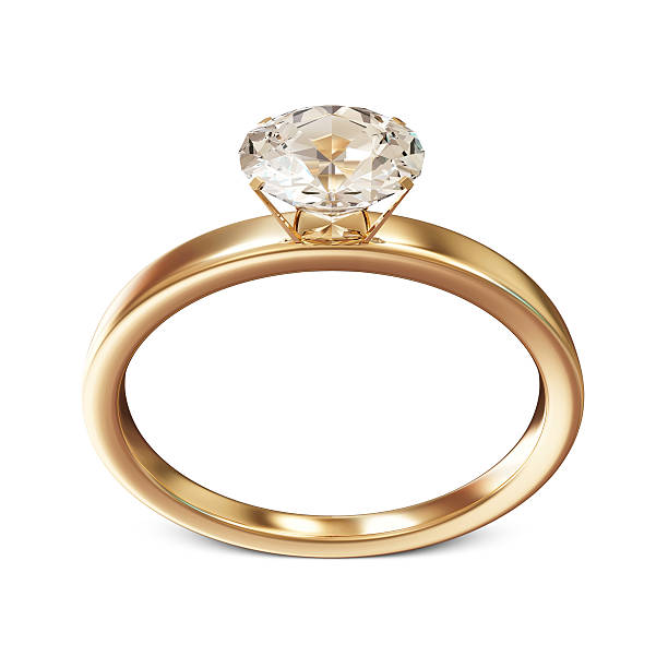 istock Golden Wedding Ring with Diamond isolated on white background 502663785