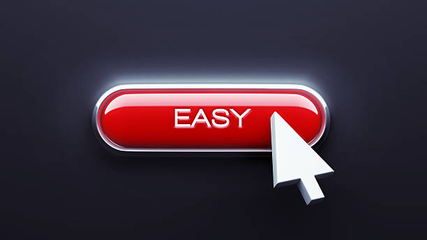 Easy Button Easy Button isolated on dark background easy button image stock pictures, royalty-free photos & images