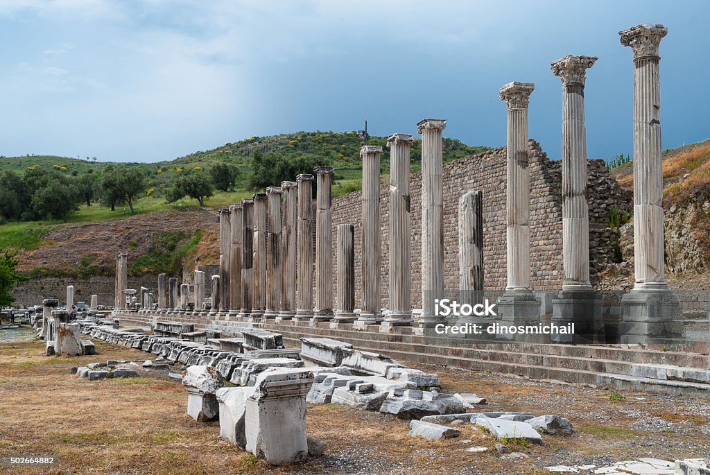 Archaeological site in Turkey The Sanctuary of Asclepius in the archaeological site of Pergamum in Bergama, Turkey 2015 Stock Photo