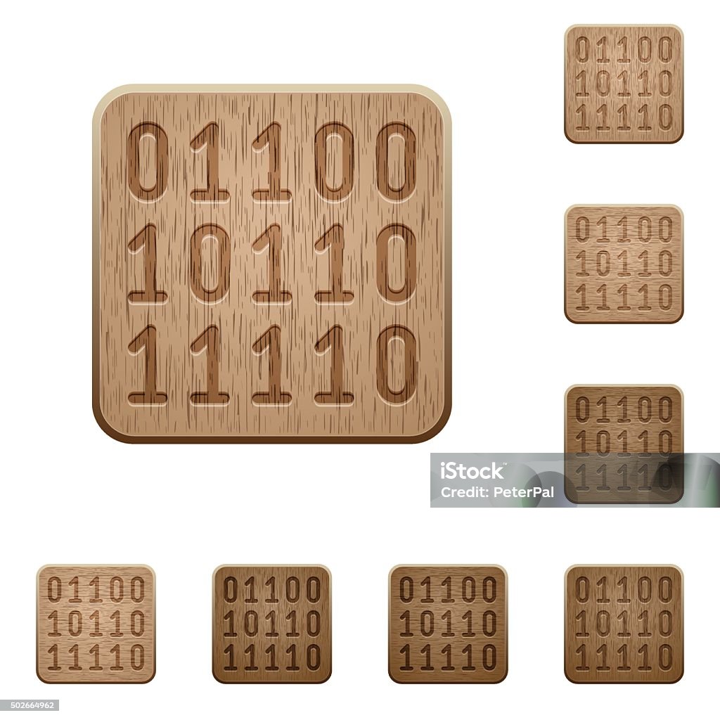 Binary Code Wooden Buttons Stock Illustration - Download Image Now ...