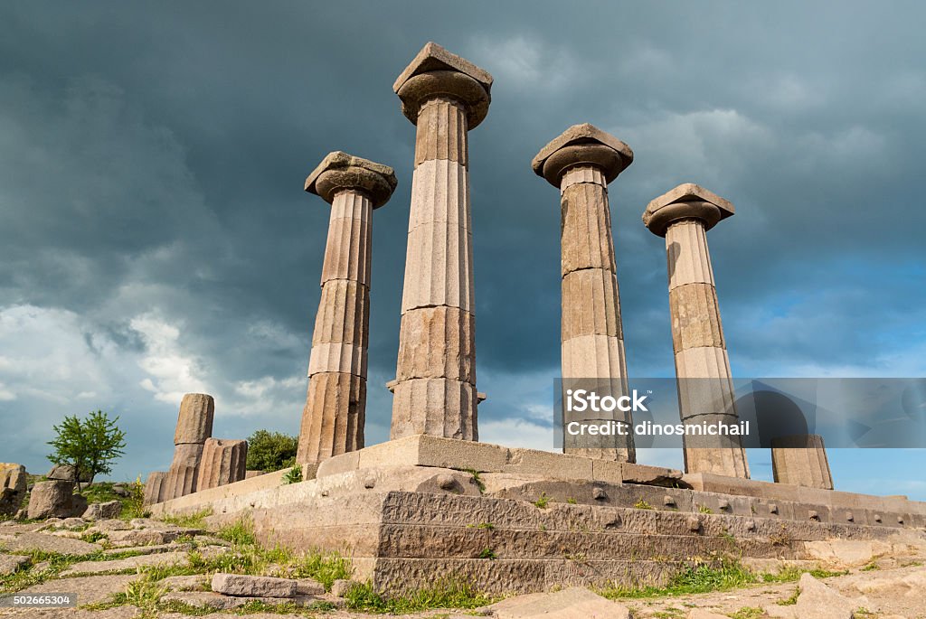 Archaeological site in Turkey The Temple of Athena in the archaeological site of ancient Assos in Behramkale, Turkey 2015 Stock Photo