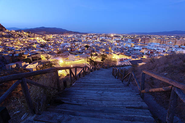 Old town of Lorca at night, Spain View over the old town of Lorca, province of Murcia, Spain lorca stock pictures, royalty-free photos & images