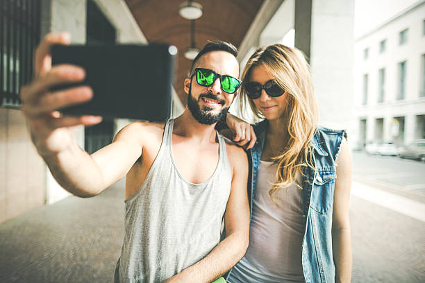 istock Young skaters  taking a selfie with mobile 502666226