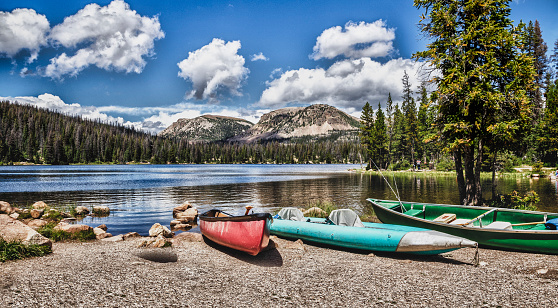 A nice day of Kayaking, Fishing and Hiking around Mirror Lake in the Mountains of Utah.