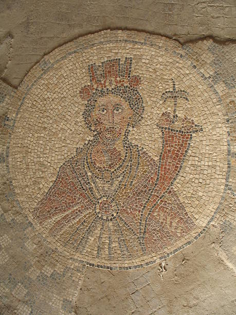 Beit Shean 3 Byzantine mosaic floor in the House of Leontius, Beit Shean, Israel beit she'an stock pictures, royalty-free photos & images