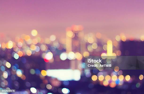 Vintage Style Of Blur City Lights Background Bokeh Background Stock Photo - Download Image Now