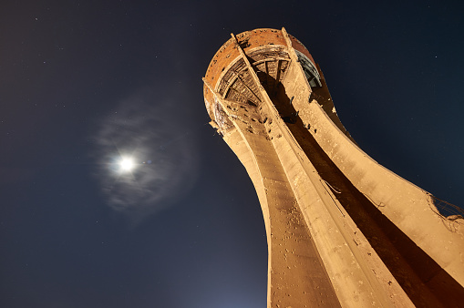 Damaged water tower, memorial monument in Croatia (Vukovar).