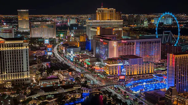 Photo of Las Vegas Strip at night - high vantage