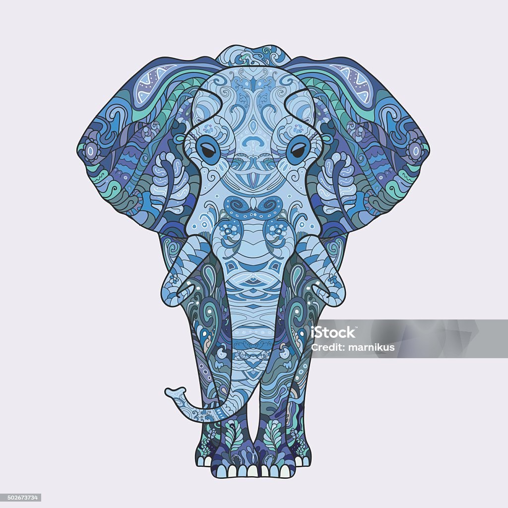 Elephant Pattern Vector Elephant With A Floral Pattern Stock Illustration - Download Image Now ...