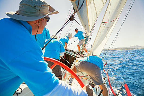 帆走 - sailing sailboat regatta teamwork ストックフォトと画像