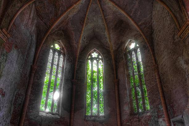 istock Church window in an abandoned church 502684745