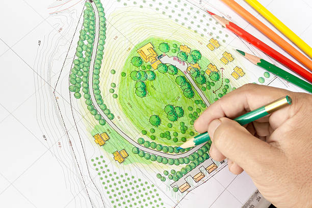 istock Paint the landscape design plan 502686615