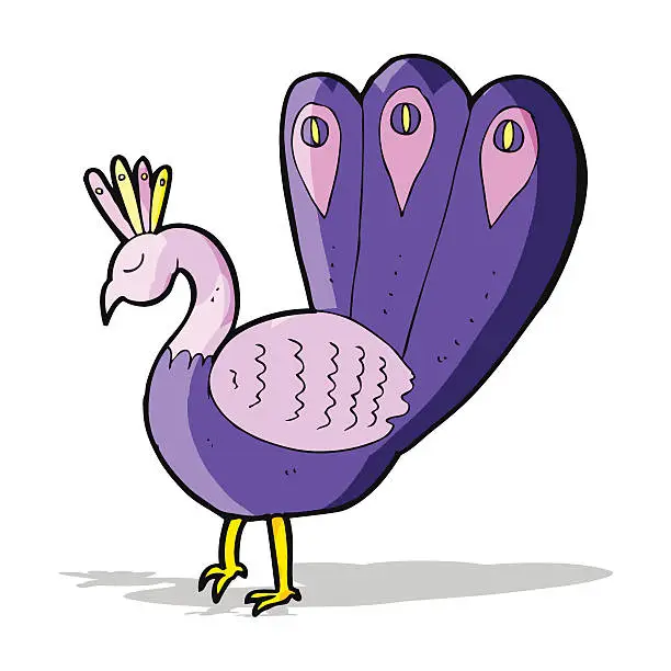 Vector illustration of cartoon peacock