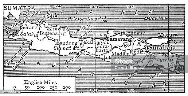 Java Country Ancient Map Antique Map Of Java Stock Illustration - Download Image Now - 19th ...