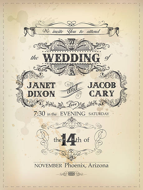 Vintage Wedding Invitation vector art illustration