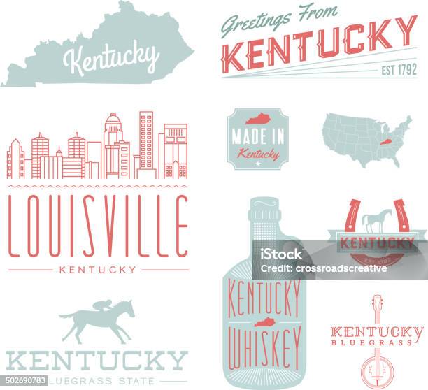 Kentucky Typography Stok Vektör Sanatı & Kentucky‘nin Daha Fazla Görseli - Kentucky, Louisville - Kentucky, At Yarışı