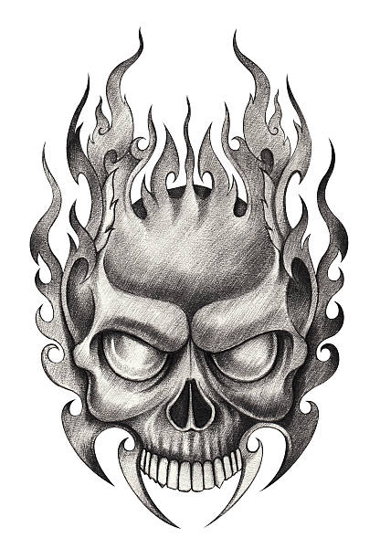 Skull Art Tattoo Stock Illustration - Download Image Now - Heavy Metal,  Skull, 2015 - iStock