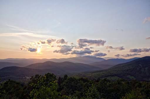 Summer sunset over the Presidential Range in New Hampshire