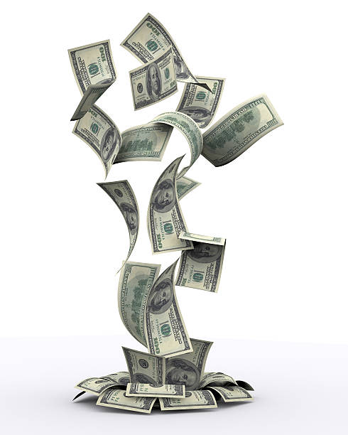 istock Flying American Currency on White Background 502698598