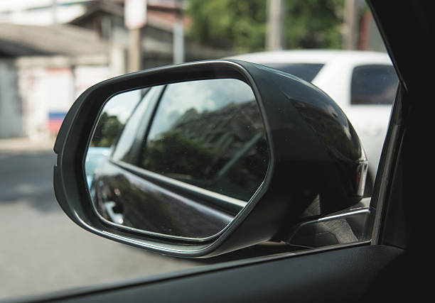 istock Wing mirror of black car 502699294