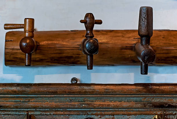 istock Three Antique Wooden Rustic Beer or Wine Taps 502702188
