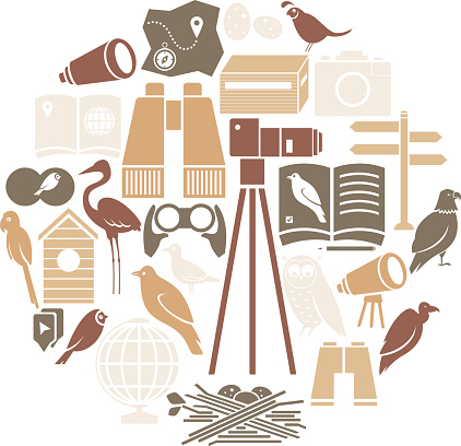 A set of bird watching icons. See below for more leisure, animal and nature images.http://s688.photobucket.com/albums/vv250/TheresaTibbetts/SportsandLeisure.jpg