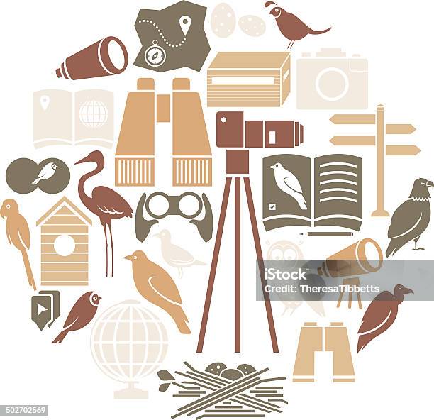 Bird Watching Icon Set Stock Illustration - Download Image Now - Bird Watching, Hiding, Camera - Photographic Equipment