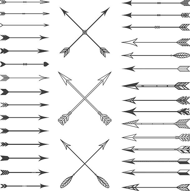 ilustrações, clipart, desenhos animados e ícones de com clip art conjunto de vetor no fundo branco - archery
