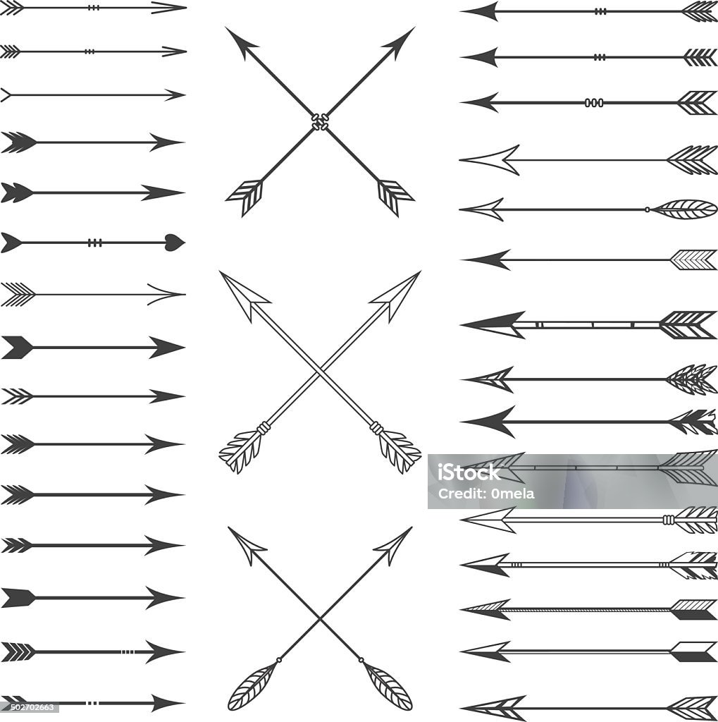 Arrow Clip art Set in Vector on White Background Arrow - Bow and Arrow stock vector