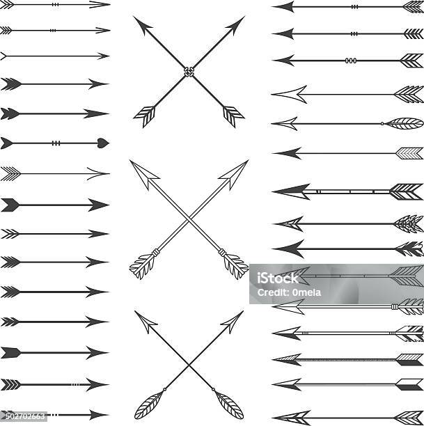 Arrow Clip Art Set In Vector On White Background Stock Illustration - Download Image Now - Arrow - Bow and Arrow, Ornate, Old-fashioned