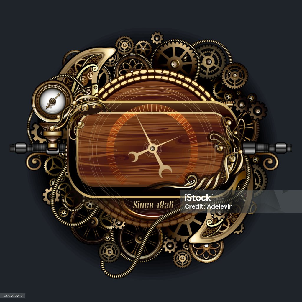 Steampunk Futuristic Clock Steampunk Futuristic Clock. 10 EPS. Steampunk stock vector