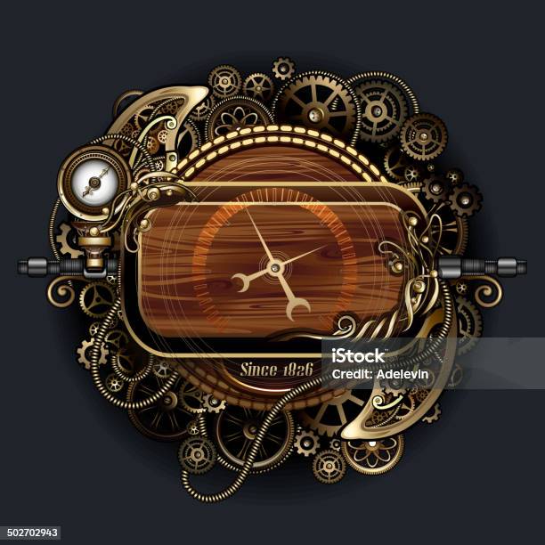 Steampunk Futuristic Clock Stock Illustration - Download Image Now - Steampunk, Gear - Mechanism, Dial