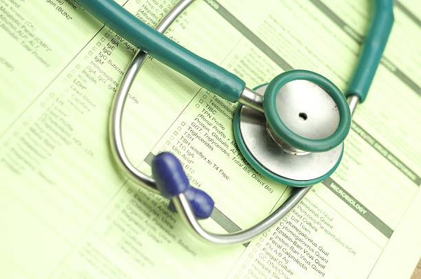 istock Empty medical prescription with a stethoscope 502703529