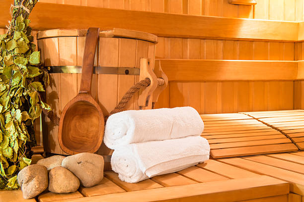 istock wooden Finnish sauna 502704810