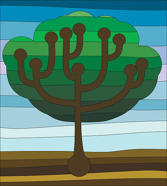 Árvore com fundo colorido mosaico - ilustração de arte vetorial