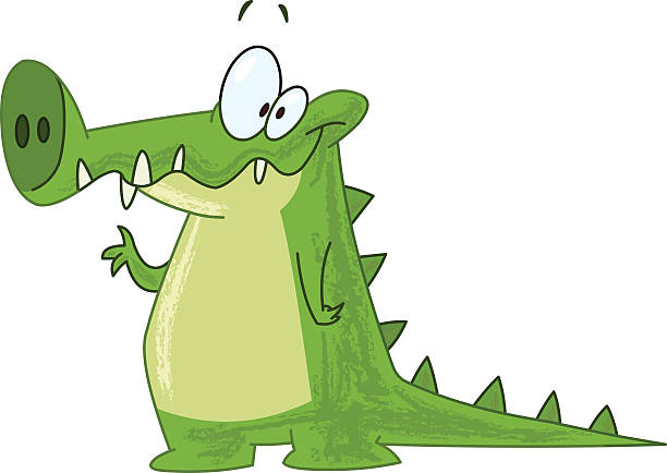 Crocodile waving Smiling crocodile alligator waving with his hand chinese alligator alligator sinensis stock illustrations
