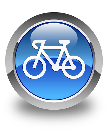 Bicycle icon glossy blue round button