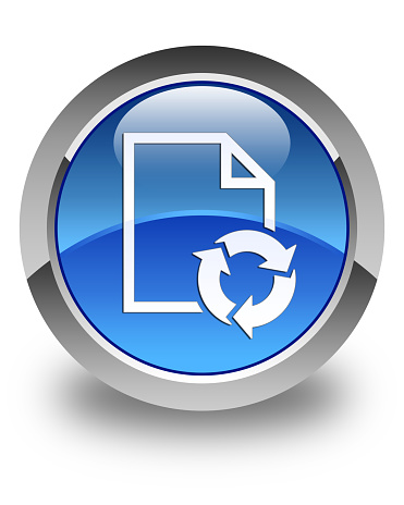 Document process icon glossy blue round button